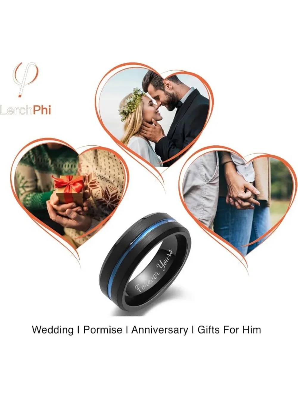 Customizable Tungsten Wedding Band, Engraved Promise Ring for Him & Her, 6-14